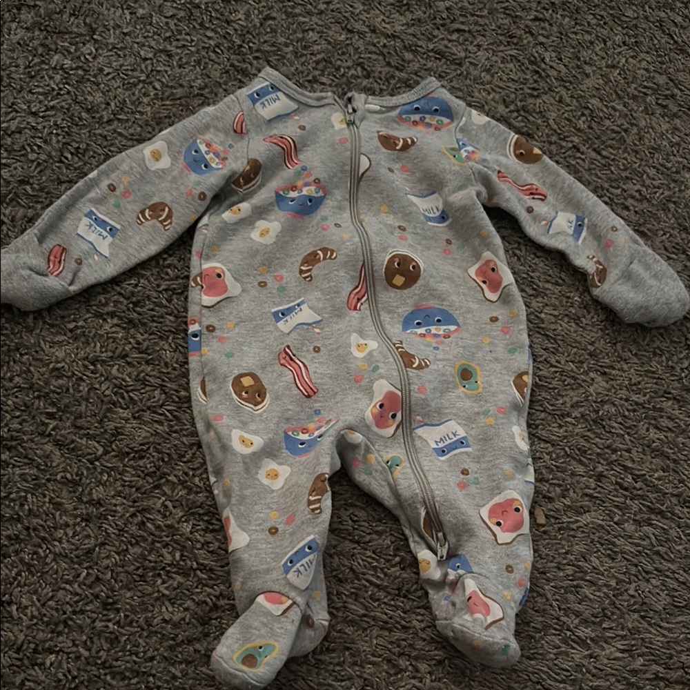 Gray Kids One Piece with Fun Print